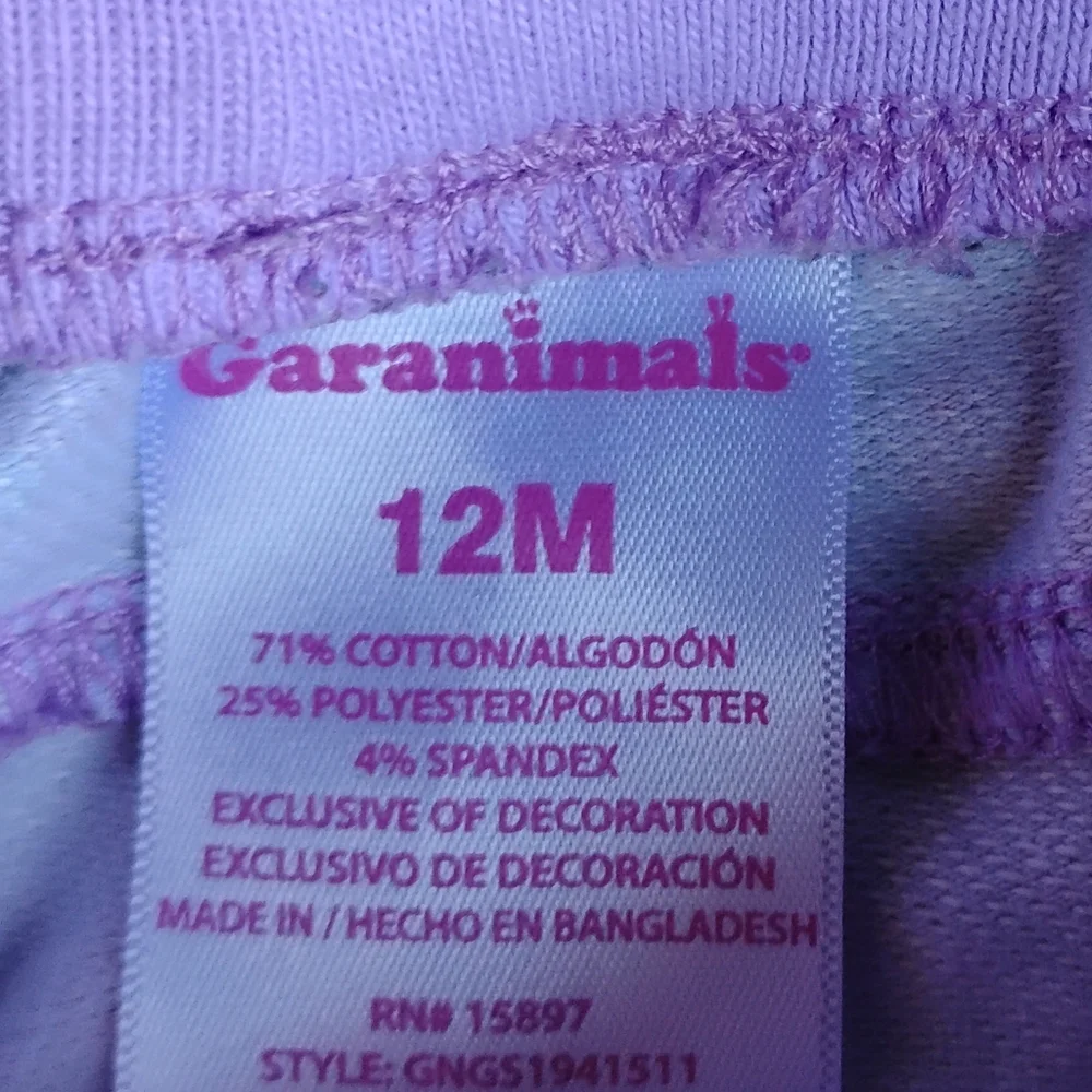 Garanimals Purple Ruffled Baby Outfit 2 Pc 12 Months